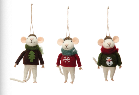 Felt Mouse in Hat and Sweater Ornament