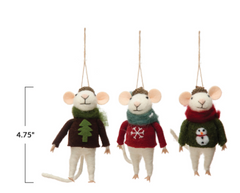 Felt Mouse in Hat and Sweater Ornament
