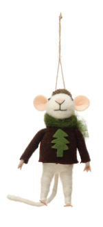 Felt Mouse in Hat and Sweater Ornament
