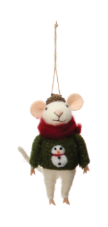 Felt Mouse in Hat and Sweater Ornament