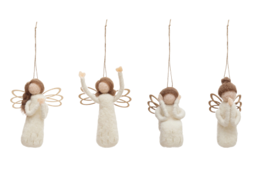 Wool Felt Angel Ornament, 4 Styles