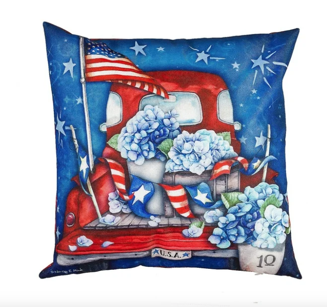 Patriotic Truck Pillow Cover