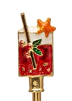 Zinc Alloy Cocktail Spoon with Enameled Beverage Icon Handle