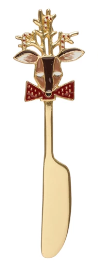 Zinc Alloy Canape Knife with Enameled Holiday Icon Handle