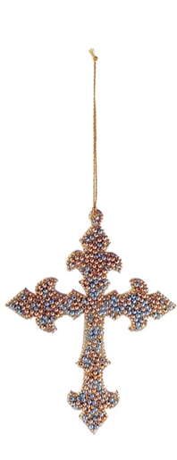 Handmade Acrylic Bead & MDF Cross Ornaments