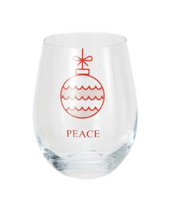Stemless Wine Glass with Ornament & Word