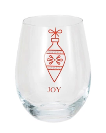 Stemless Wine Glass with Ornament & Word