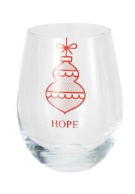 Stemless Wine Glass with Ornament & Word