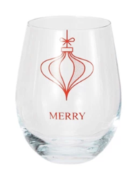 Stemless Wine Glass with Ornament & Word