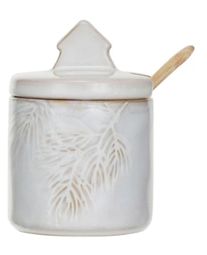Stoneware Creamer &amp; Sugar Pot w/ Spoon