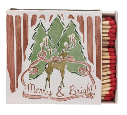 Safety Matches in Matchbox w/ Reindeer &amp; Holiday Saying, 2 Styles
