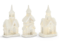 LED Glittered Frosted Glass Houses w/Snow &amp; Timers