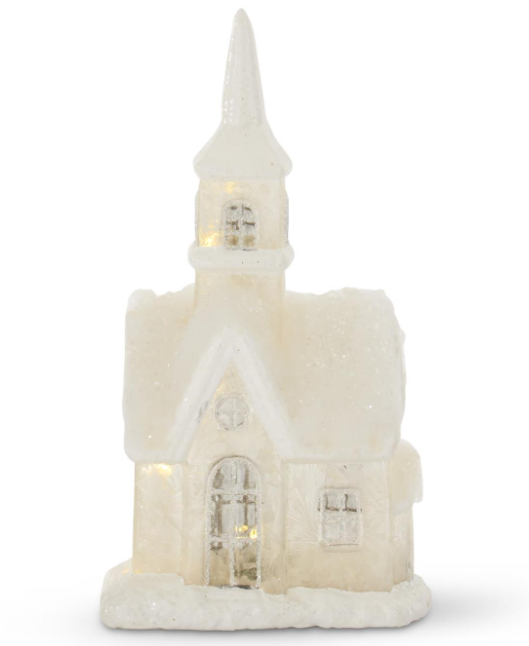 LED Glittered Frosted Glass Houses w/Snow &amp; Timers