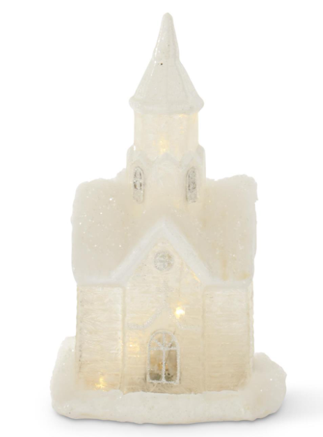 LED Glittered Frosted Glass Houses w/Snow &amp; Timers