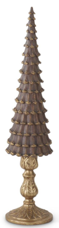 Set of 3 Resin Brown & Gold Pinecone Trees