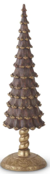 Set of 3 Resin Brown & Gold Pinecone Trees