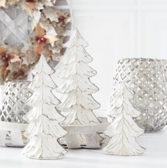 Carved Resin Wood-Look Christmas Trees