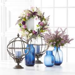 Persian Blue Glass Vases with Mini Dots