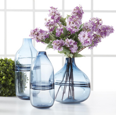 Persian Blue Glass Vases Handblown Stripes