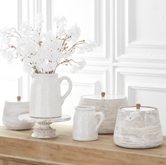 White Crackle Glazed Terracotta Pitchers