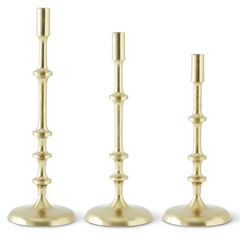 Gold Metal Ribbed Candlesticks