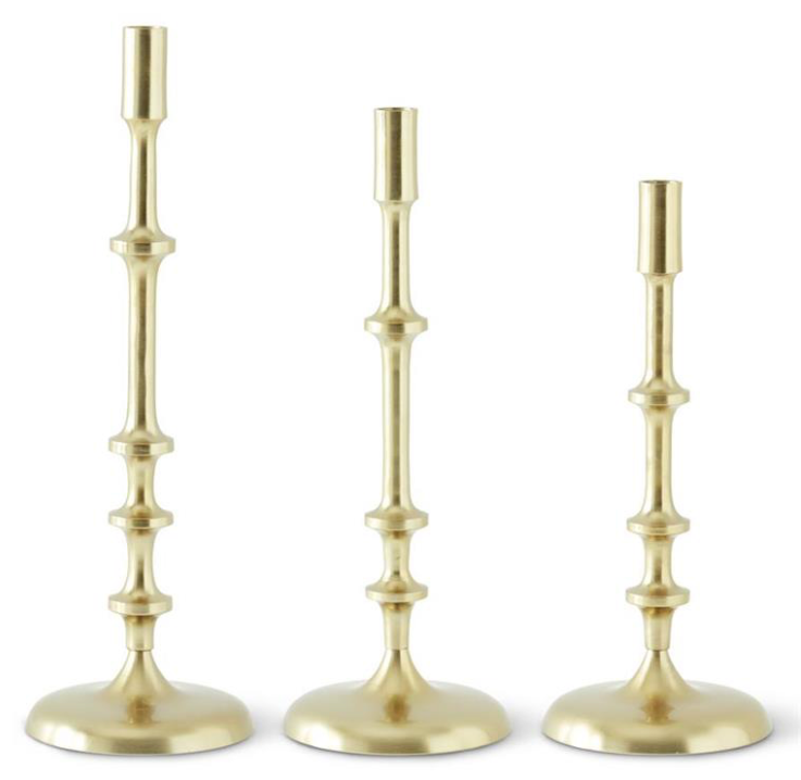Gold Metal Ribbed Candlesticks