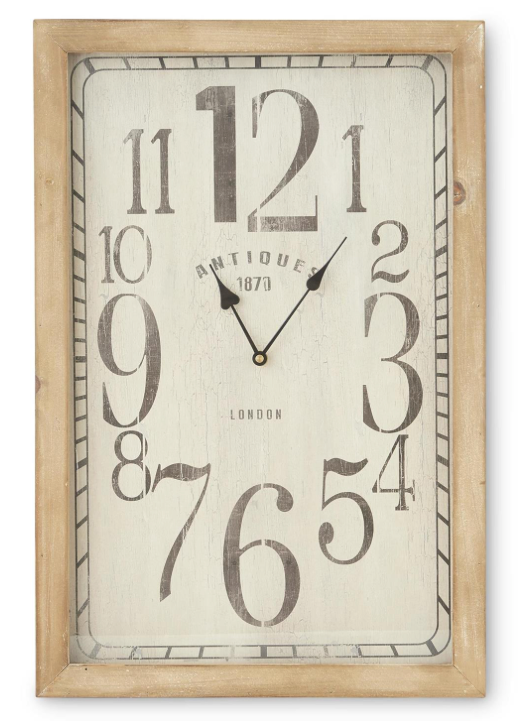 23.5 Inch Rectangular European Antique Wall Clock