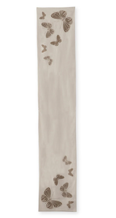 72 Inch Cream with Tan Butterflies Table Runner