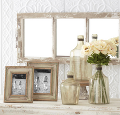 Transparent Green Bottle Vases with French Decals