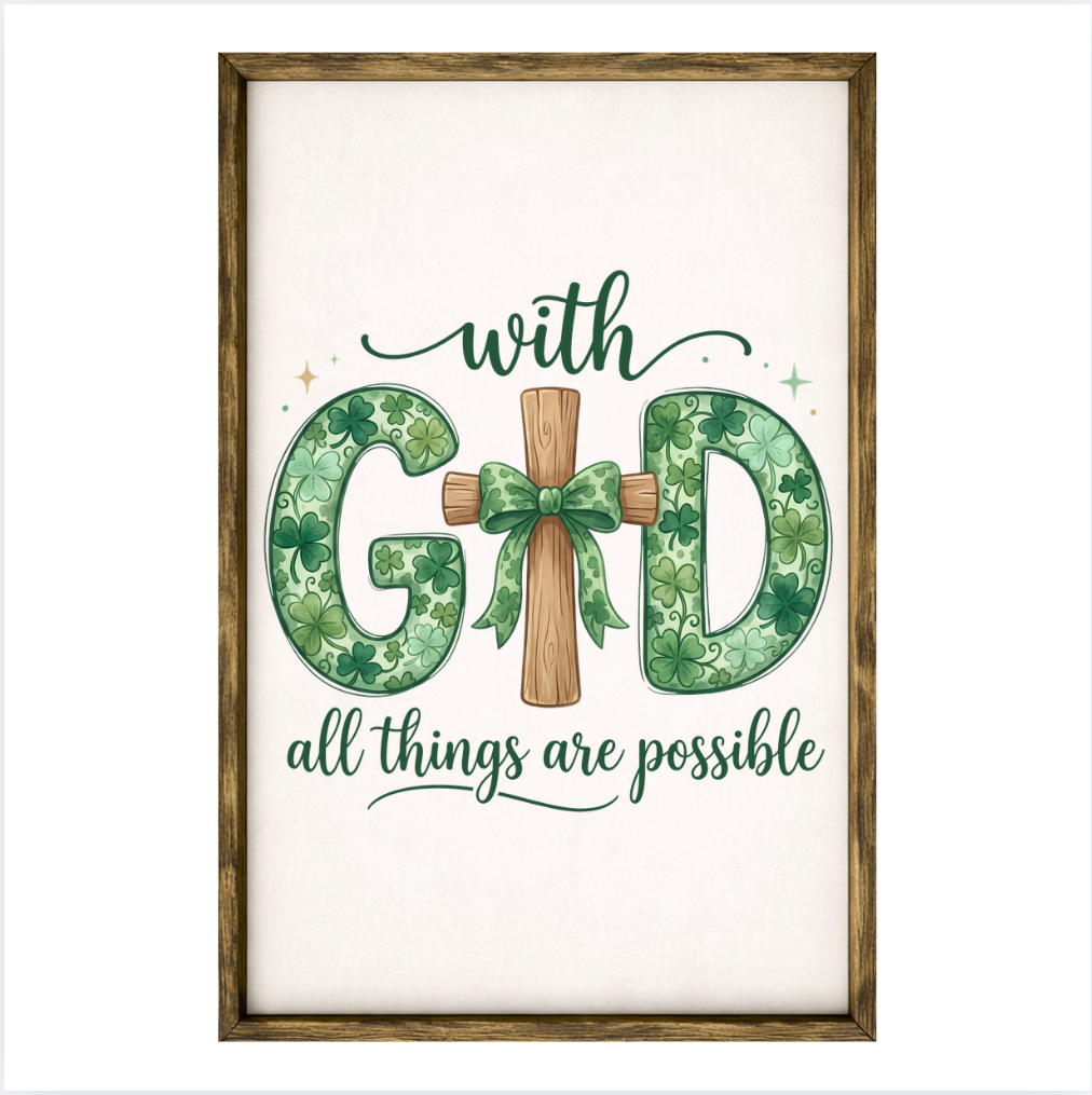 With God All Things Are Possible – Rustic Wood Framed Sign