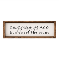 Amazing Grace How Sweet the Sound – Rustic Wood Framed Sign