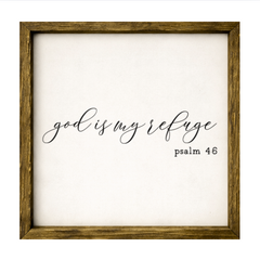 God is My Refuge – Rustic Wood Framed Sign