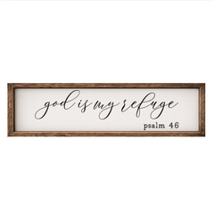 God is My Refuge – Rustic Wood Framed Sign