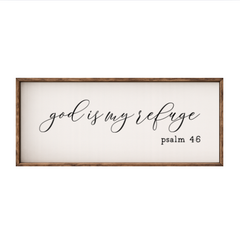 God is My Refuge – Rustic Wood Framed Sign