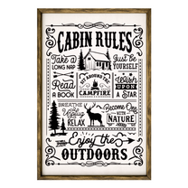 Cabin Rules – Rustic Wood Framed Sign