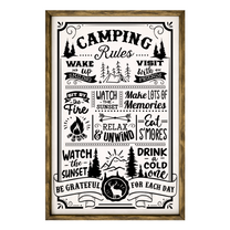 Camping Rules – Rustic Wood Framed Sign