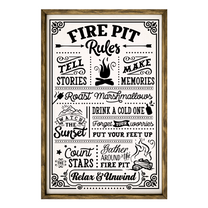 Fire Pit Rules – Rustic Wood Framed Sign