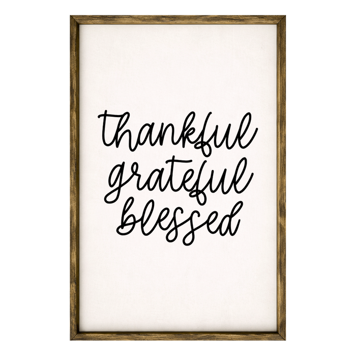 Thankful Grateful Blessed – Rustic Wood Framed Sign