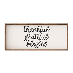 Thankful Grateful Blessed – Rustic Wood Framed Sign