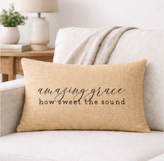Amazing Grace – Faith-Inspired Linen Throw Pillow