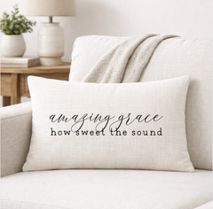 Amazing Grace – Faith-Inspired Linen Throw Pillow
