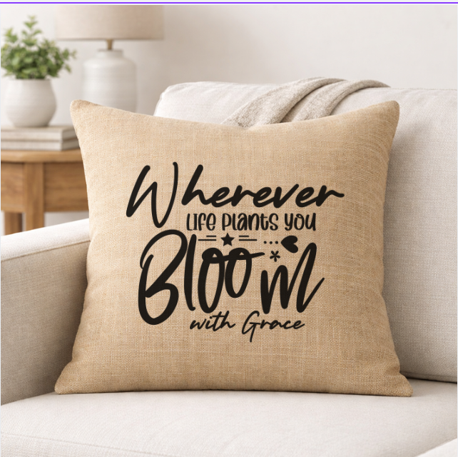 Bloom With Grace – Faith-Inspired Linen Throw Pillow