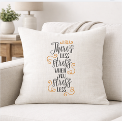 Stress Less – Faith-Inspired Linen Throw Pillow