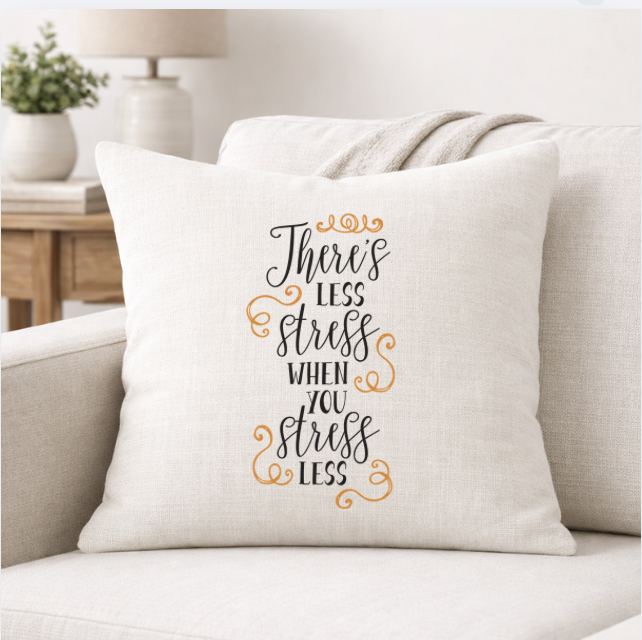 Stress Less – Faith-Inspired Linen Throw Pillow