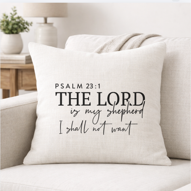 Psalm 23:1 – Faith-Inspired Linen Throw Pillow
