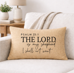 Psalm 23:1 – Faith-Inspired Linen Throw Pillow