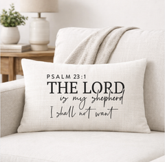 Psalm 23:1 – Faith-Inspired Linen Throw Pillow