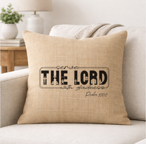 Serve The Lord – Faith-Inspired Linen Throw Pillow