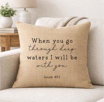 Isaiah 43:2 – Faith-Inspired Linen Throw Pillow