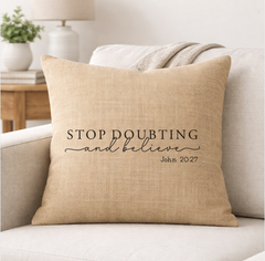 John 20:27 – Faith-Inspired Linen Throw Pillow